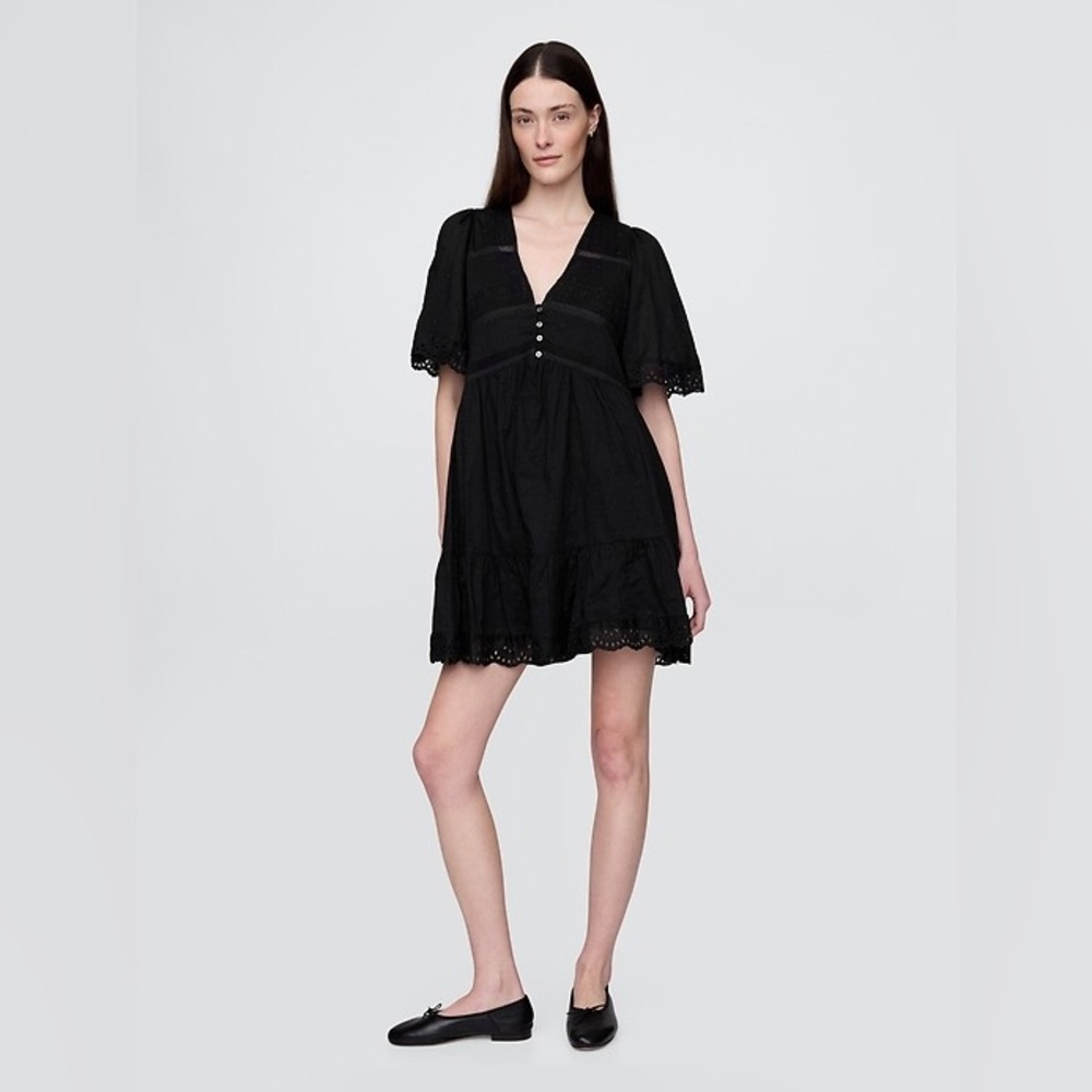 NEW! GAP Flutter-Sleeve Eyelet Mini Dress - Multiple 770558